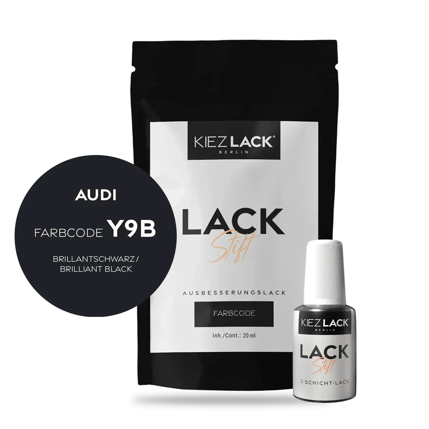 Autolack Lackstift AUDI Y9B BRILLANTSCHWARZ - Kiezlack