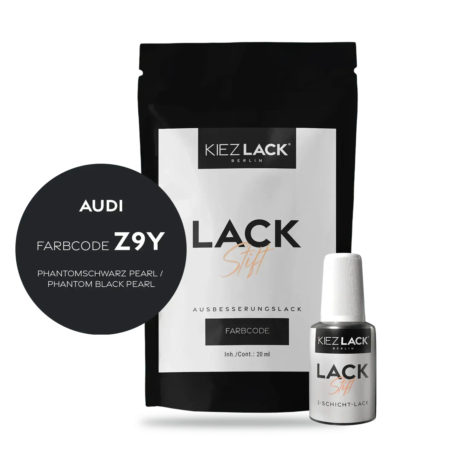 Autolack Lackstift AUDI Z9Y PHANTOMSCHWARZ PEARL - Kiezlack