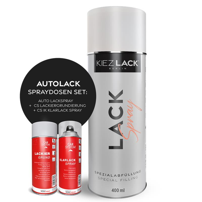 Kiezlack Lackspray + Grundierung + Klarlack Autolack Spraydose BMW 300 ALPINWEISS III Lackspray