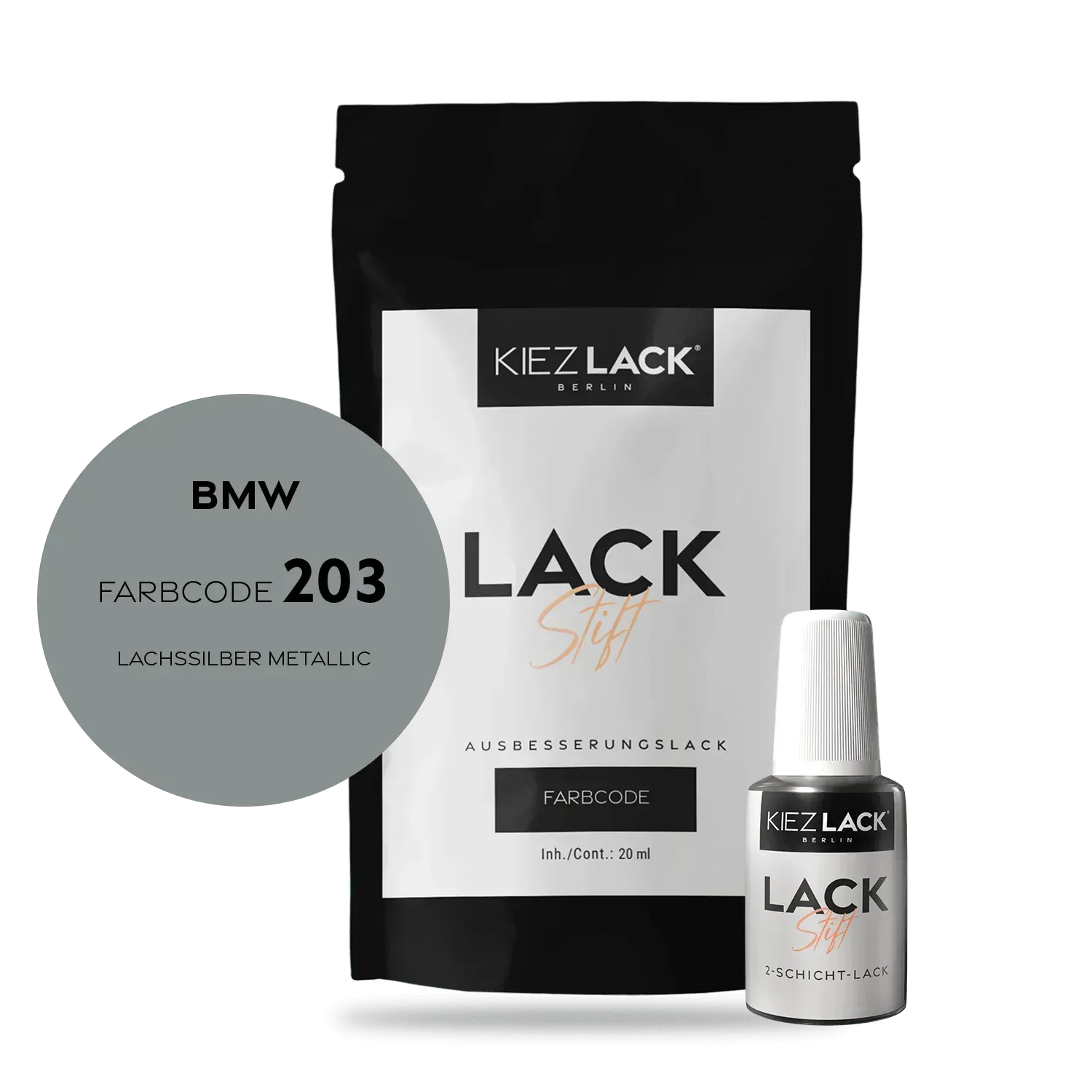 Autolack Lackstift BMW 203 LACHSSILBER Metallic - Kiezlack