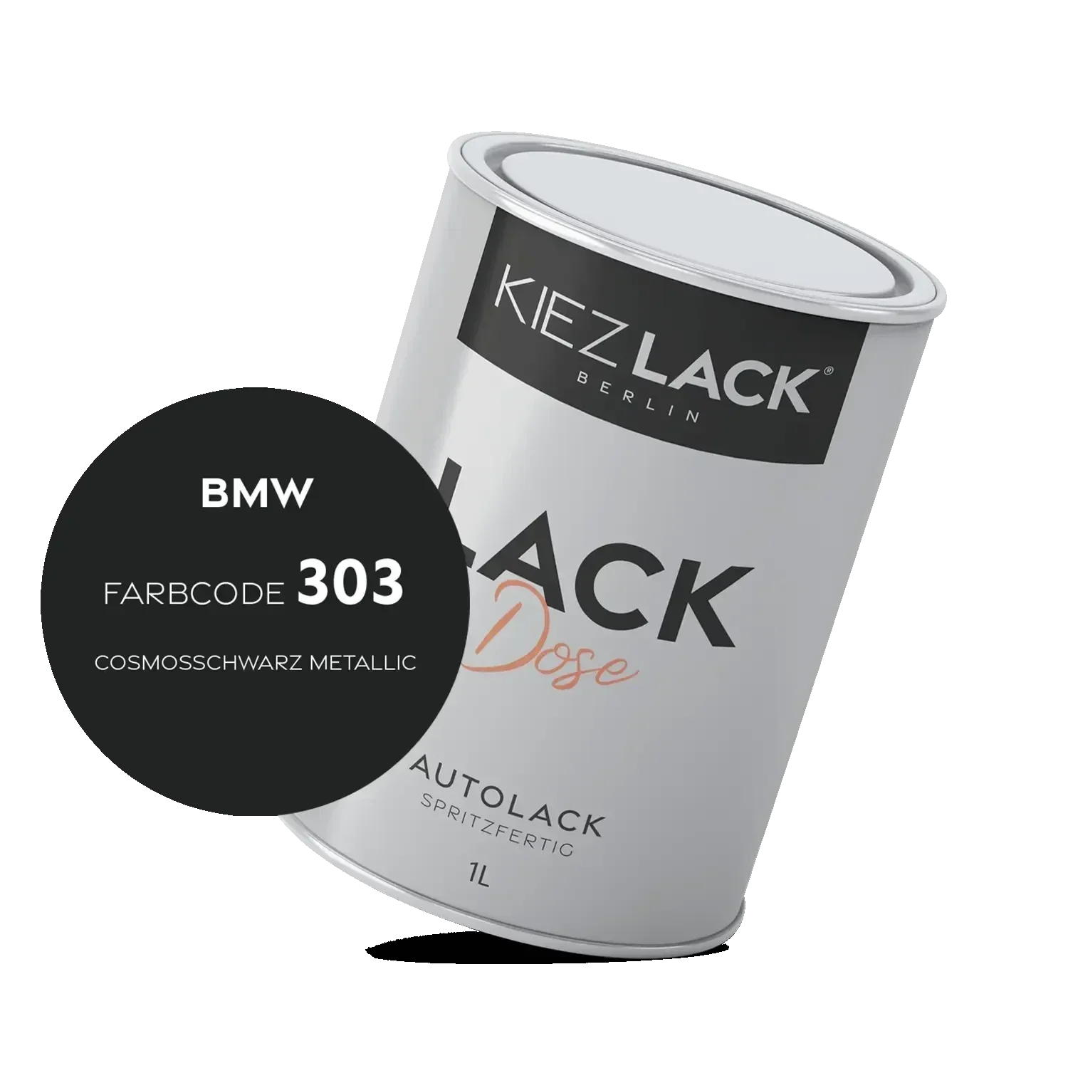 Kiezlack 1K Autolack Lackdose Basislack spritzfertig BMW 303 COSMOSSCHWARZ Metallic