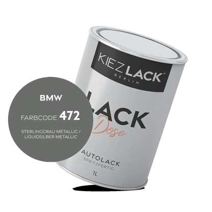 Kiezlack 1K Autolack Lackdose Basislack spritzfertig BMW 472 STERLINGGRAU Metallic