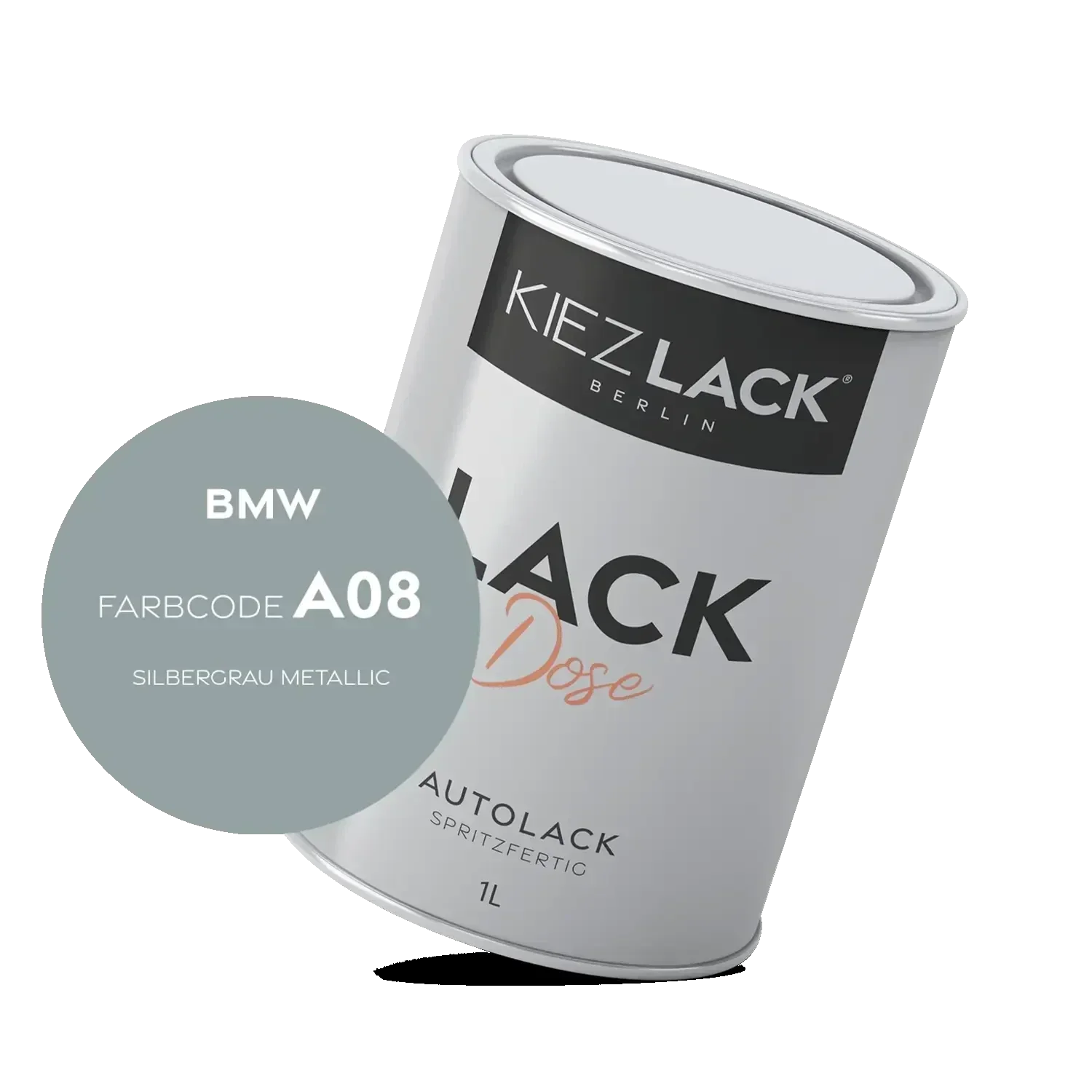 Kiezlack 1K Autolack Lackdose Basislack spritzfertig BMW A08 SILBERGRAU Metallic