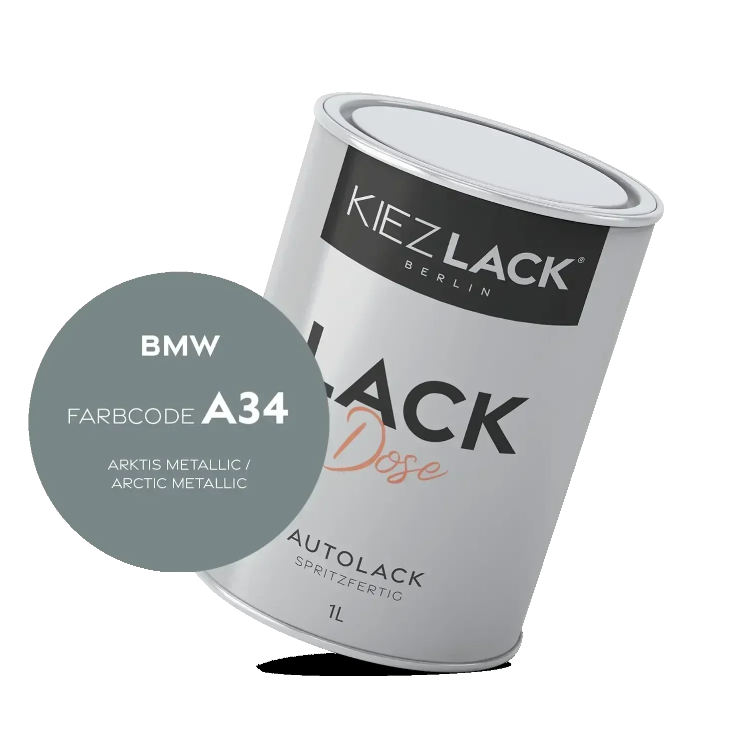 Kiezlack 1K Autolack Lackdose Basislack spritzfertig BMW A34 ARKTIS Metallic