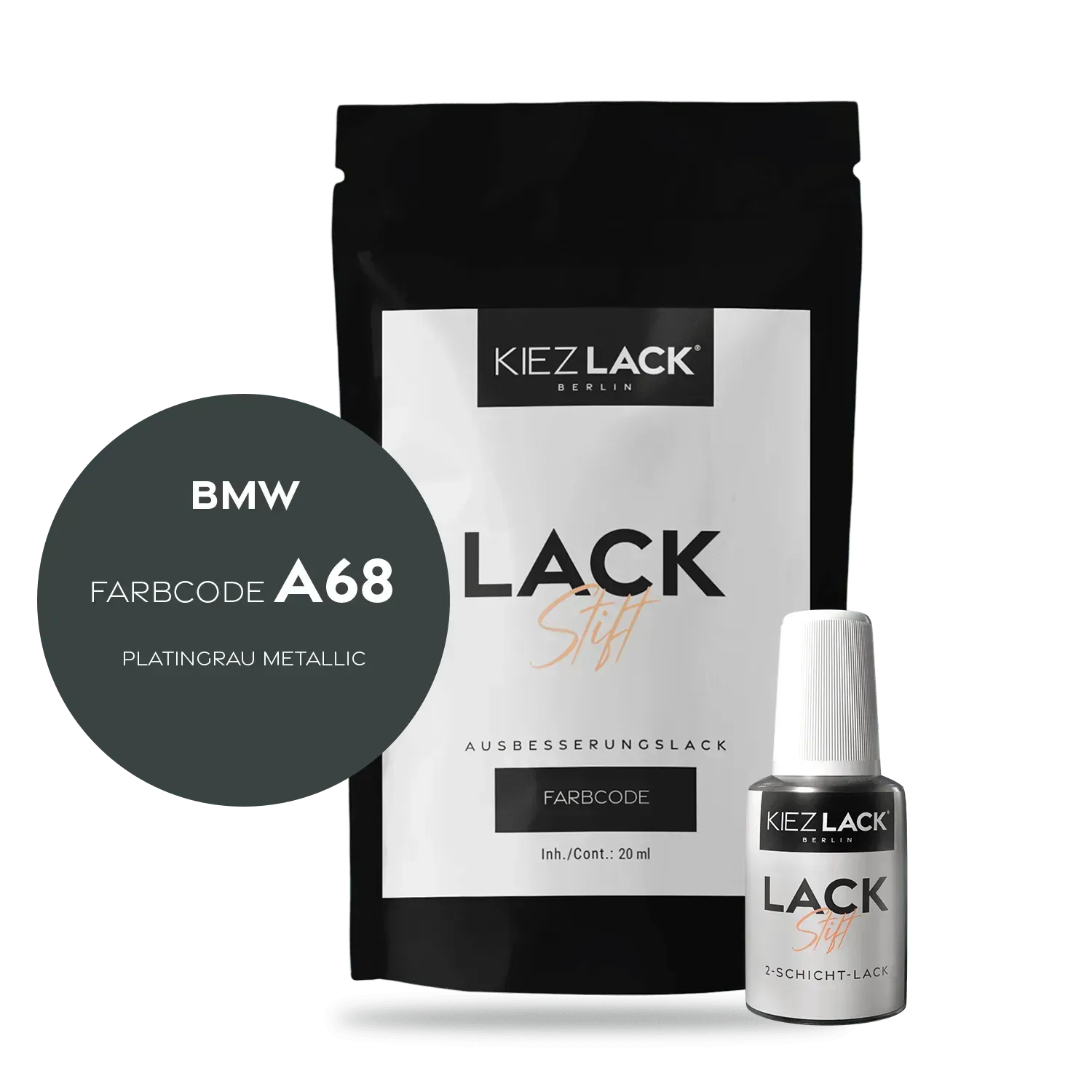 Autolack Lackstift BMW A68 PLATINGRAU Metallic - Kiezlack