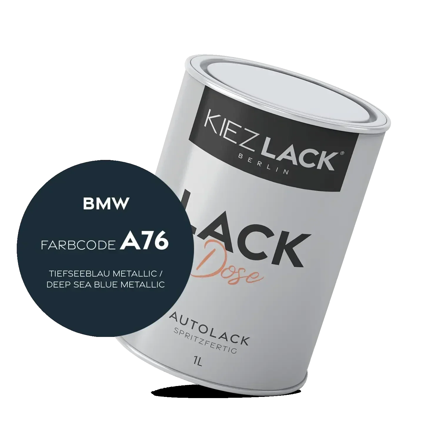 Kiezlack 1K Autolack Lackdose Basislack spritzfertig BMW A76 TIEFSEEBLAU Metallic