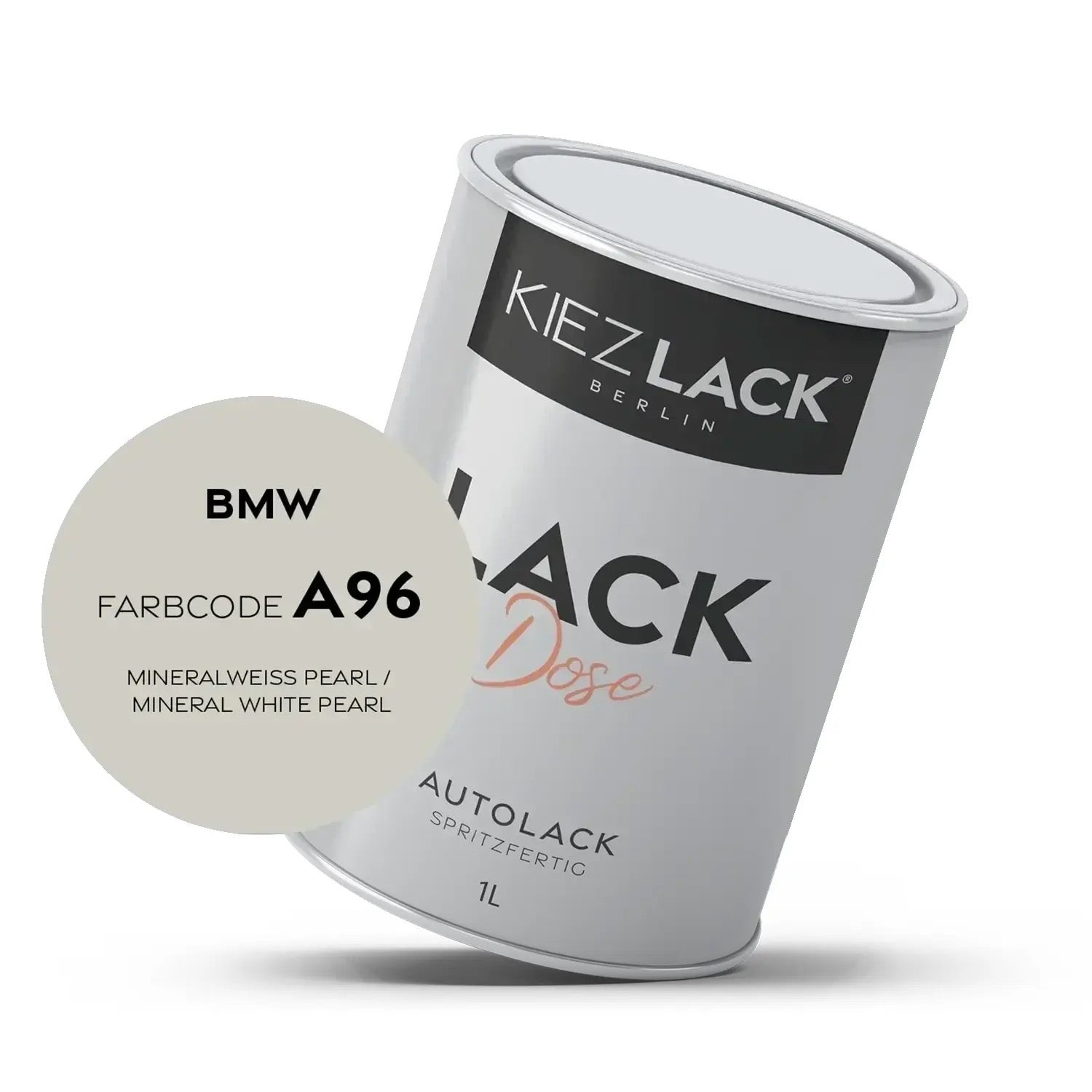 1K Autolack Lackdose Basislack spritzfertig BMW A96 MINERALWEISS PEARL