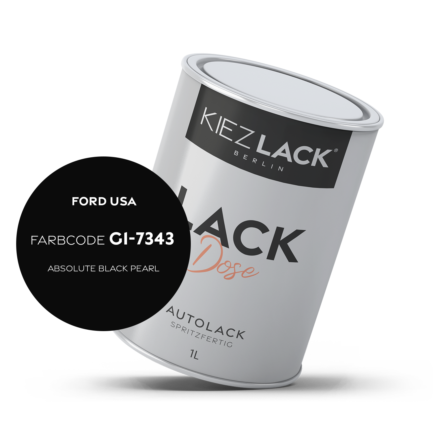 Kiezlack 1K Autolack Lackdose Basislack spritzfertig FORD USA G1-7343 ABSOLUTE BLACK PEARL