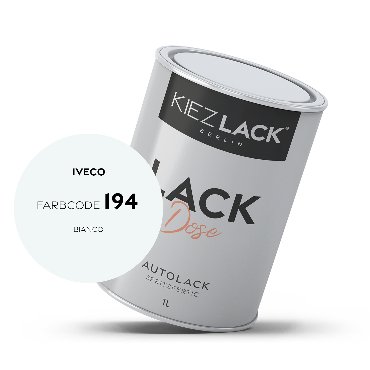 Kiezlack 1K Autolack Lackdose Basislack spritzfertig IVECO 194 BIANCO