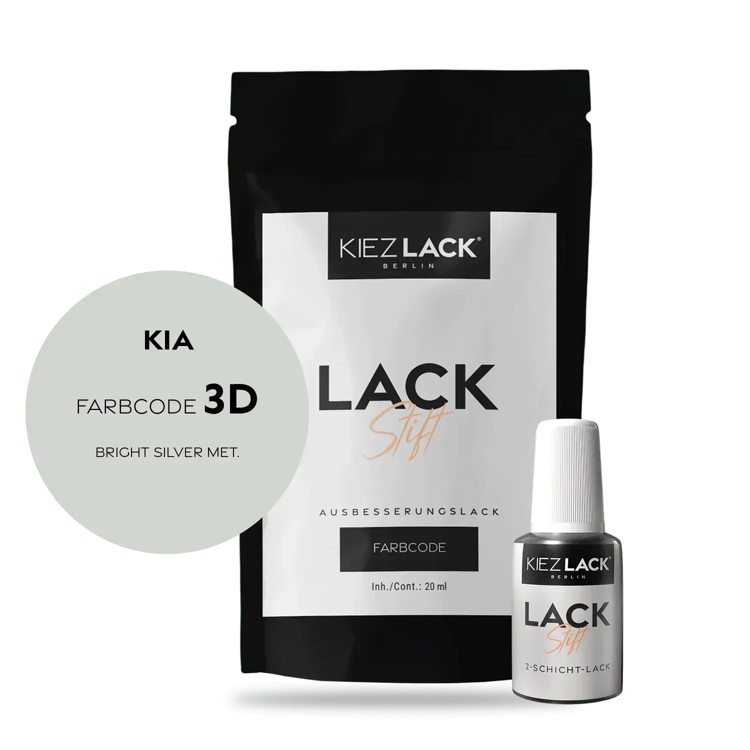 Autolack Lackstift KIA 3D BRIGHT SILVER MET. - Kiezlack