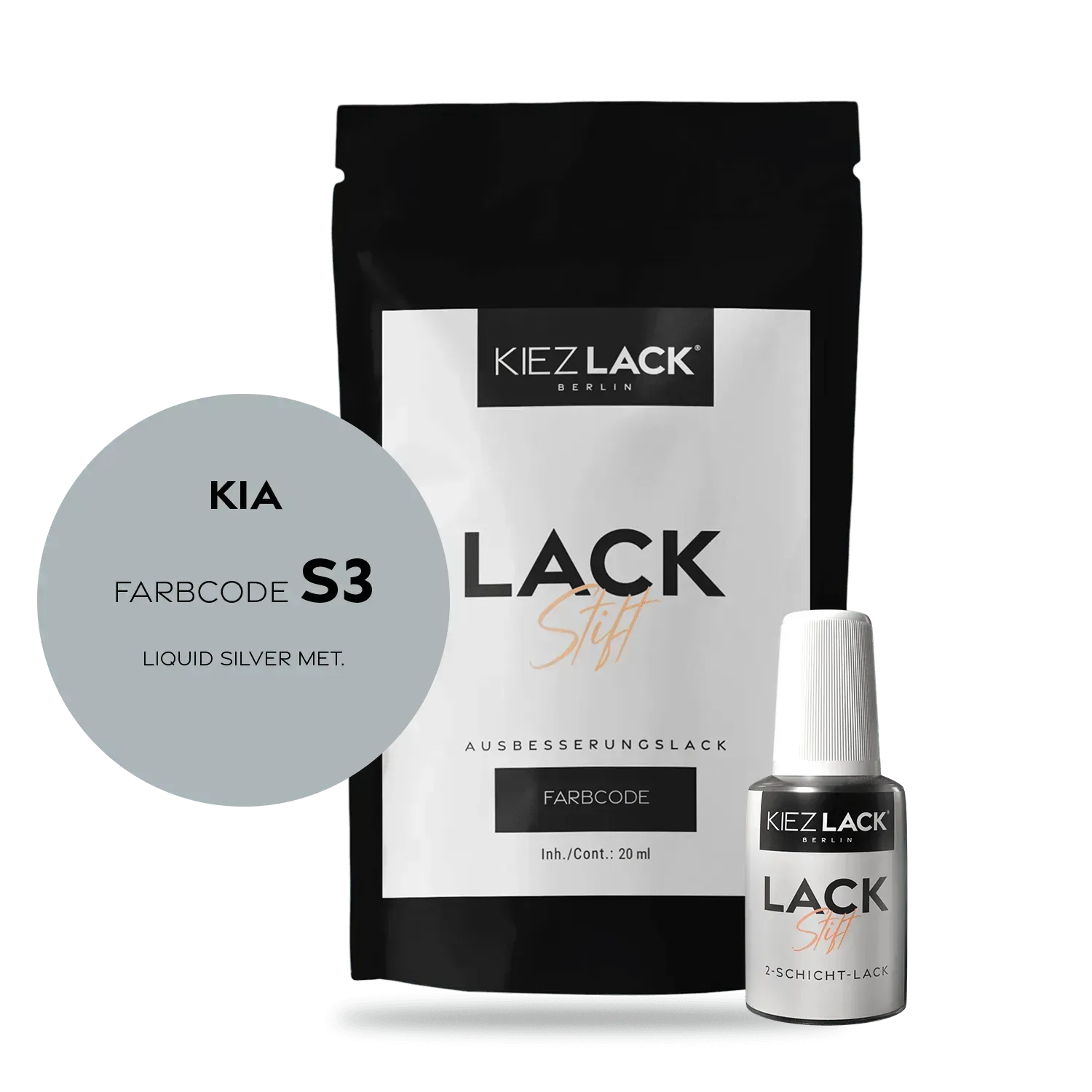 Autolack Lackstift KIA S3 LIQUID SILVER MET. - Kiezlack