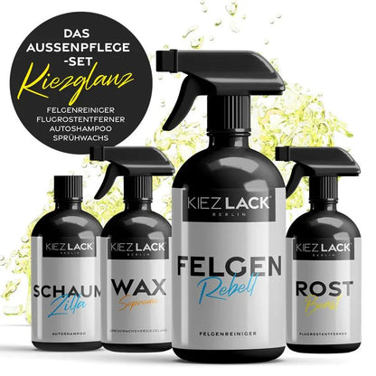 Kiezlack KIEZGLANZ 4er-Set – Reiniger für Felgen, Flugrost & Lackpflege