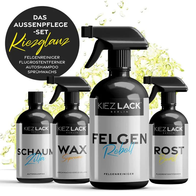 Kiezlack KIEZGLANZ 4er-Set – Reiniger für Felgen, Flugrost & Lackpflege