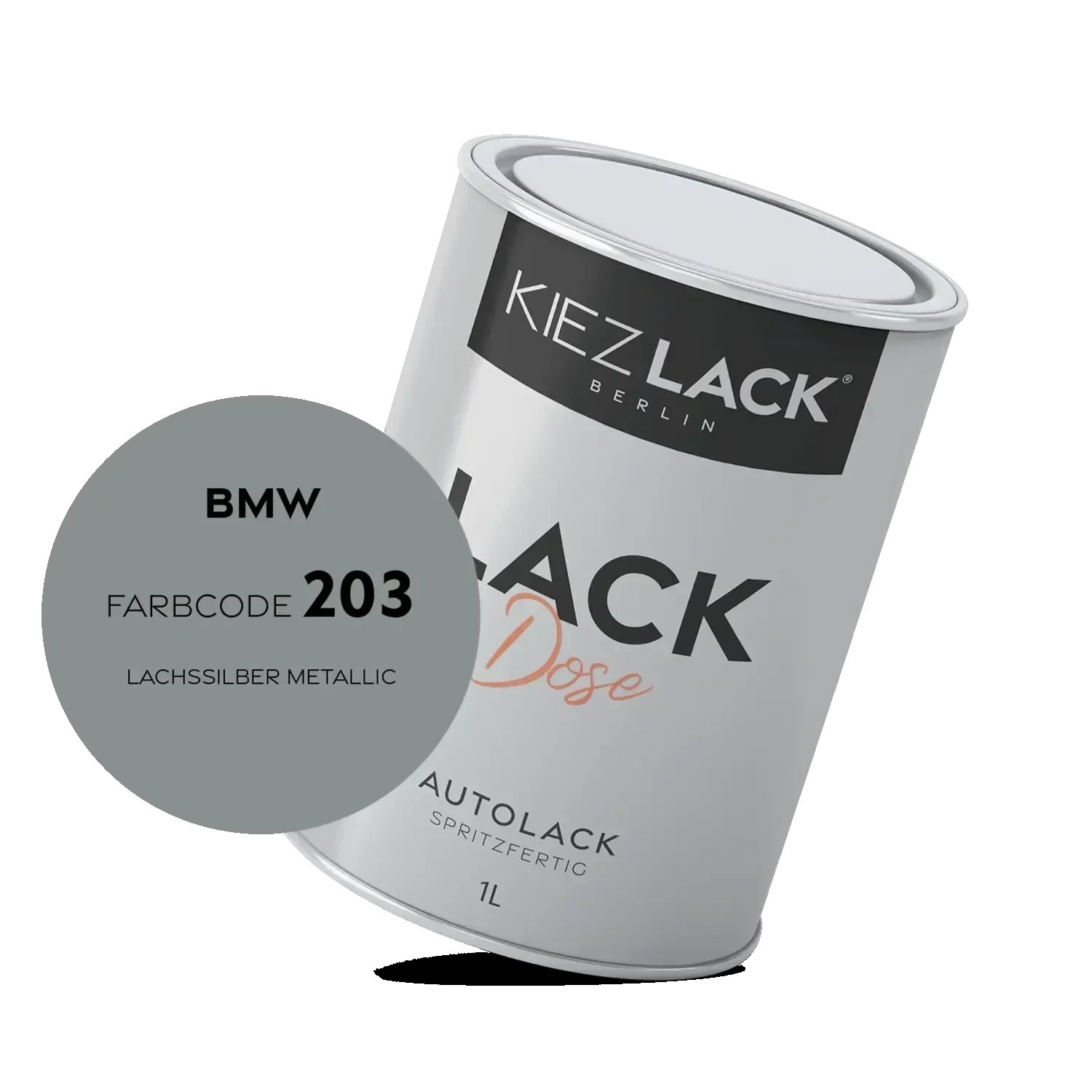 Kiezlack 1K Autolack Lackdose Basislack spritzfertig BMW 203 LACHSSILBER Metallic