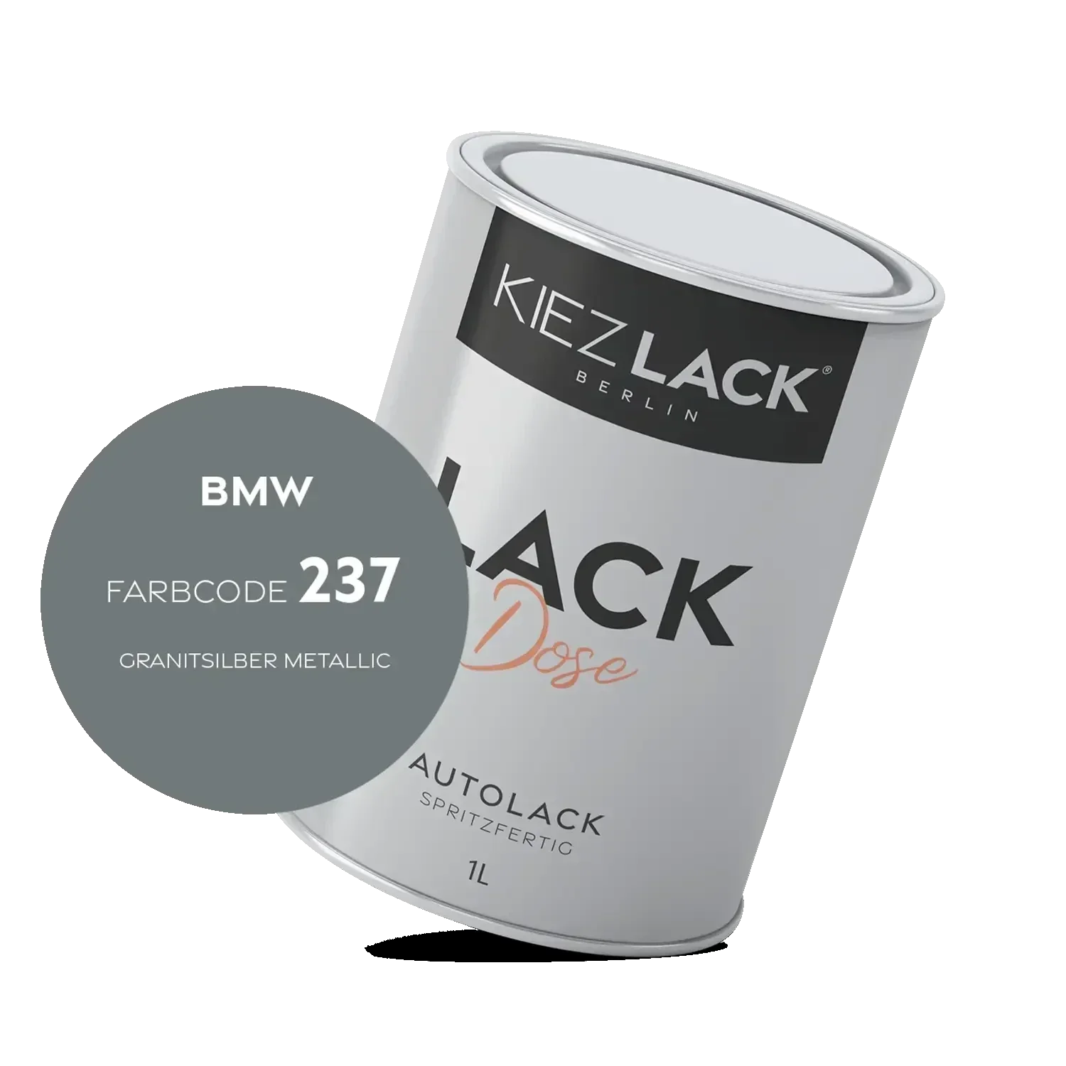 Kiezlack 1K Autolack Lackdose Basislack spritzfertig BMW 237 GRANITSILBER Metallic