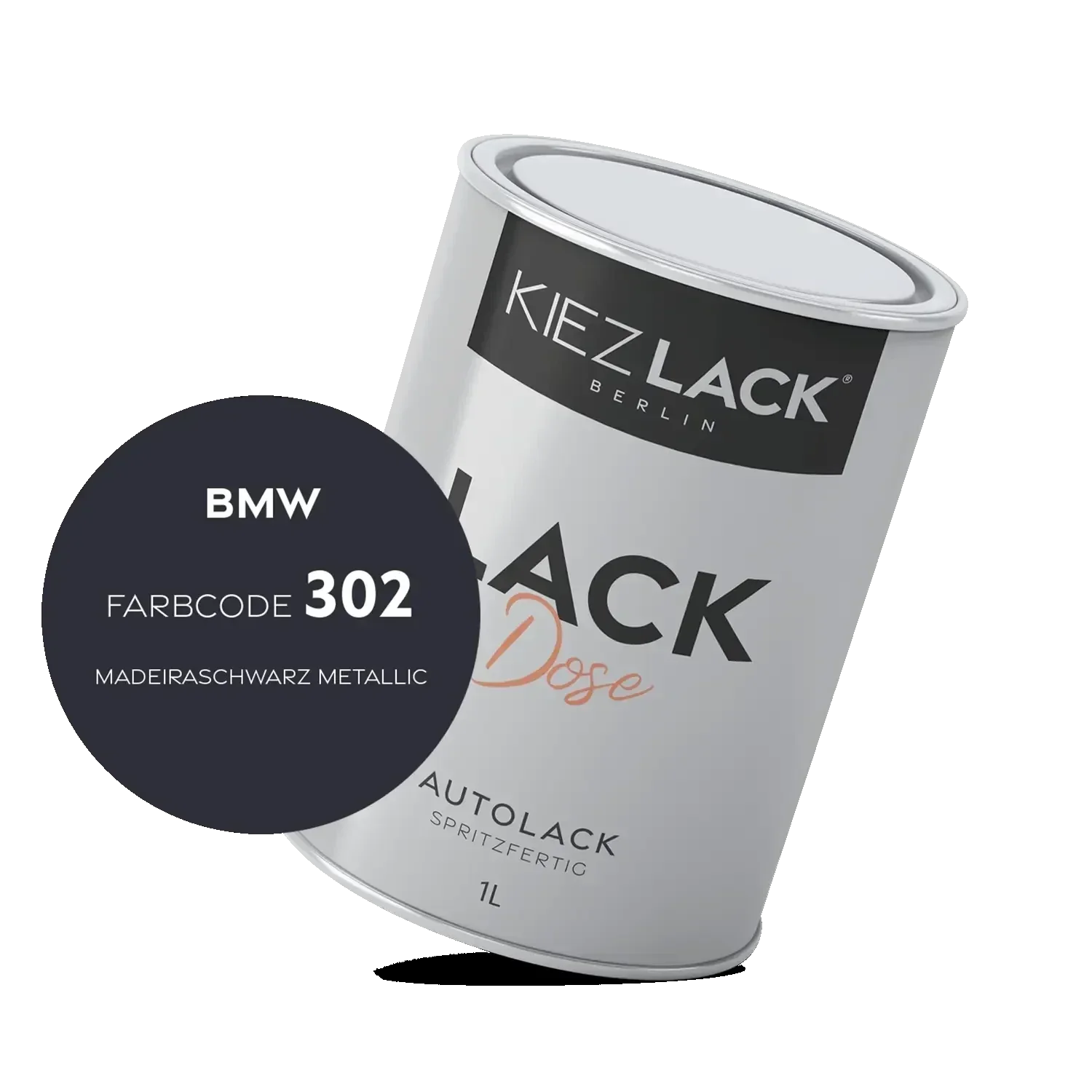 Kiezlack 1K Autolack Lackdose Basislack spritzfertig BMW 302 MADEIRASCHWARZ Metallic