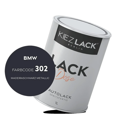 Kiezlack 1K Autolack Lackdose Basislack spritzfertig BMW 302 MADEIRASCHWARZ Metallic