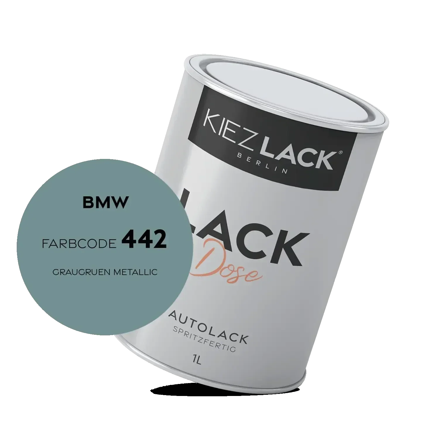 Kiezlack 1K Autolack Lackdose Basislack spritzfertig BMW 442 GRAUGRUEN Metallic