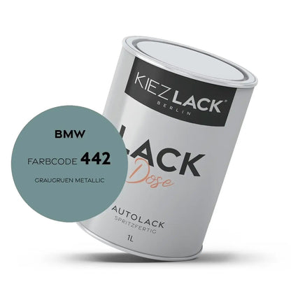 Kiezlack 1K Autolack Lackdose Basislack spritzfertig BMW 442 GRAUGRUEN Metallic