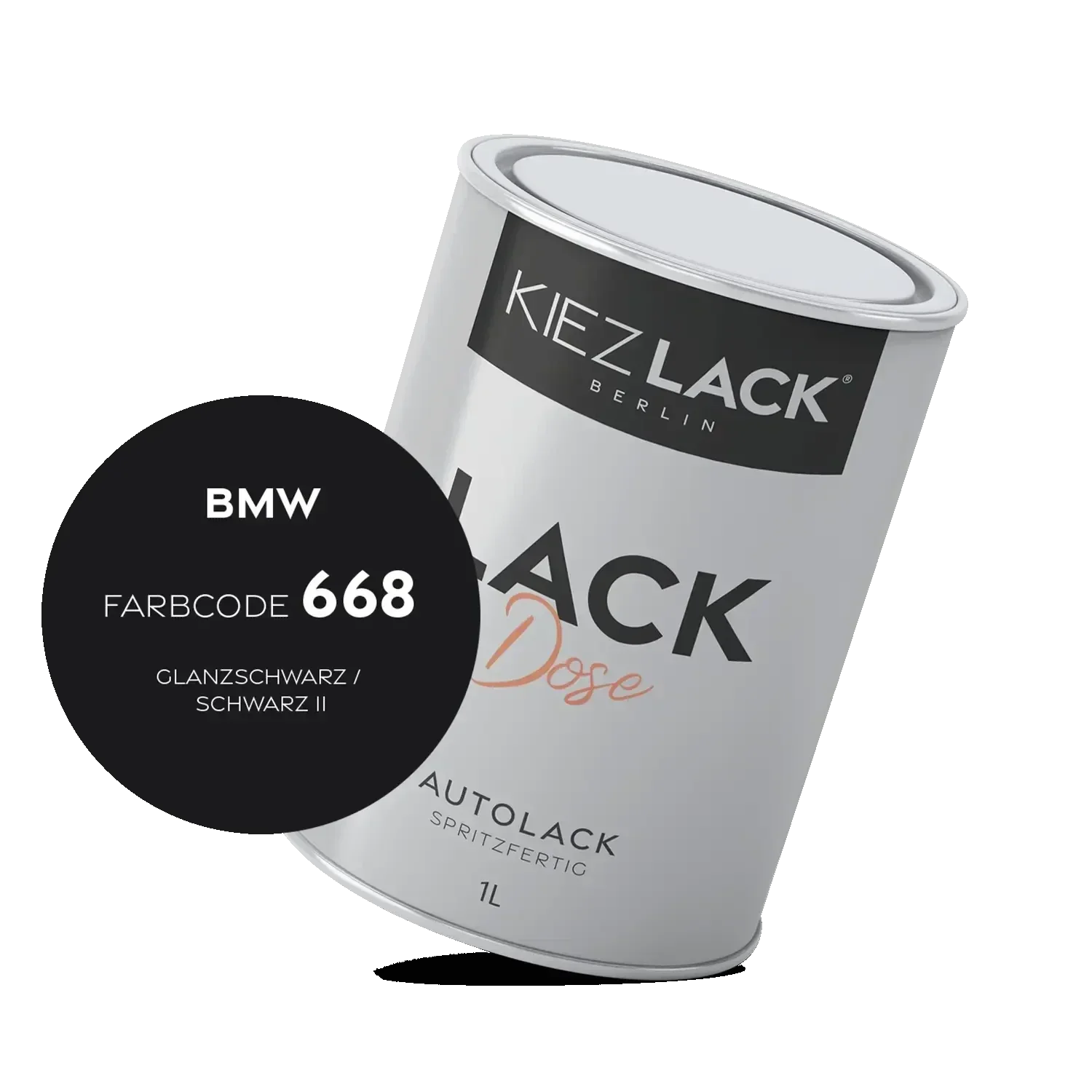 Kiezlack 1K Autolack Lackdose Basislack spritzfertig BMW 668 GLANZSCHWARZ