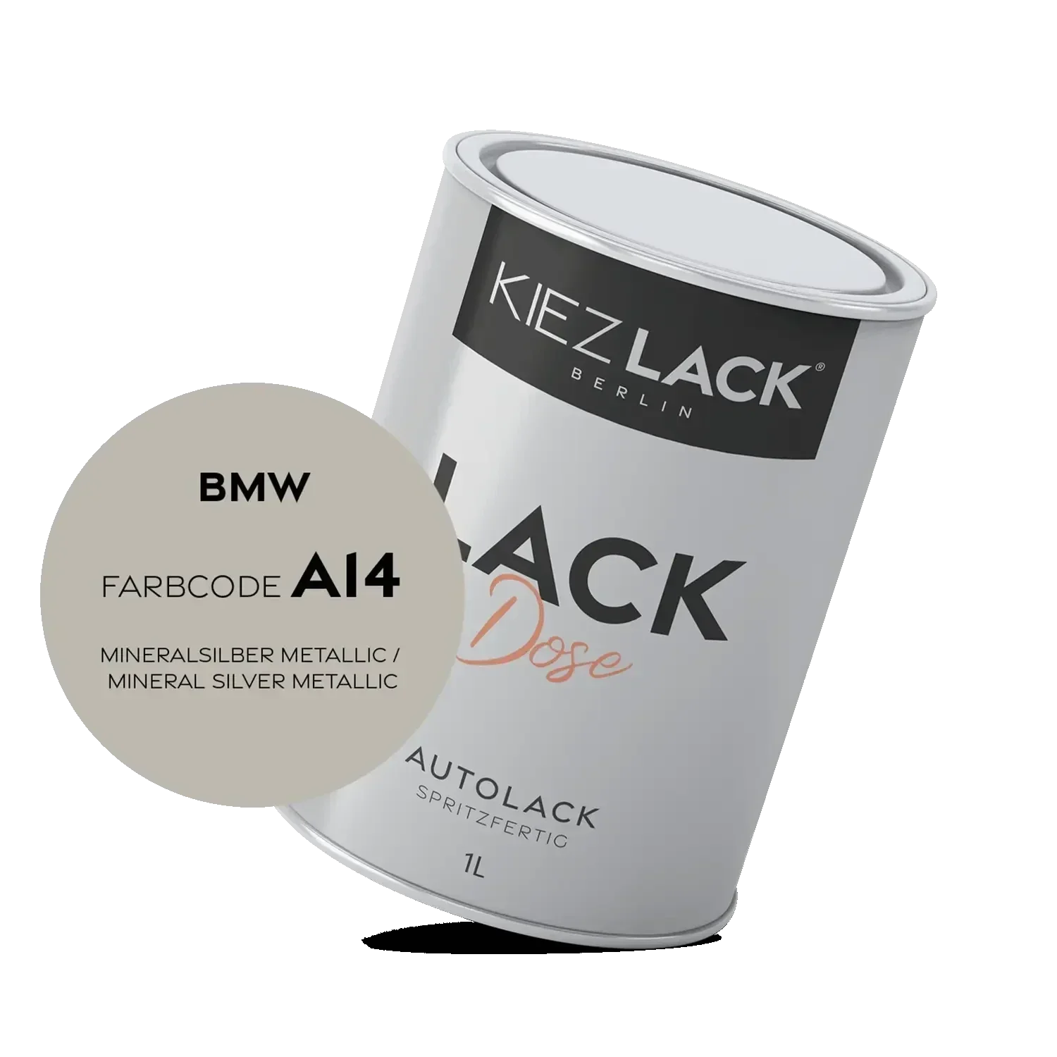 Kiezlack 1K Autolack Lackdose Basislack spritzfertig BMW A14 MINERALSILBER Metallic