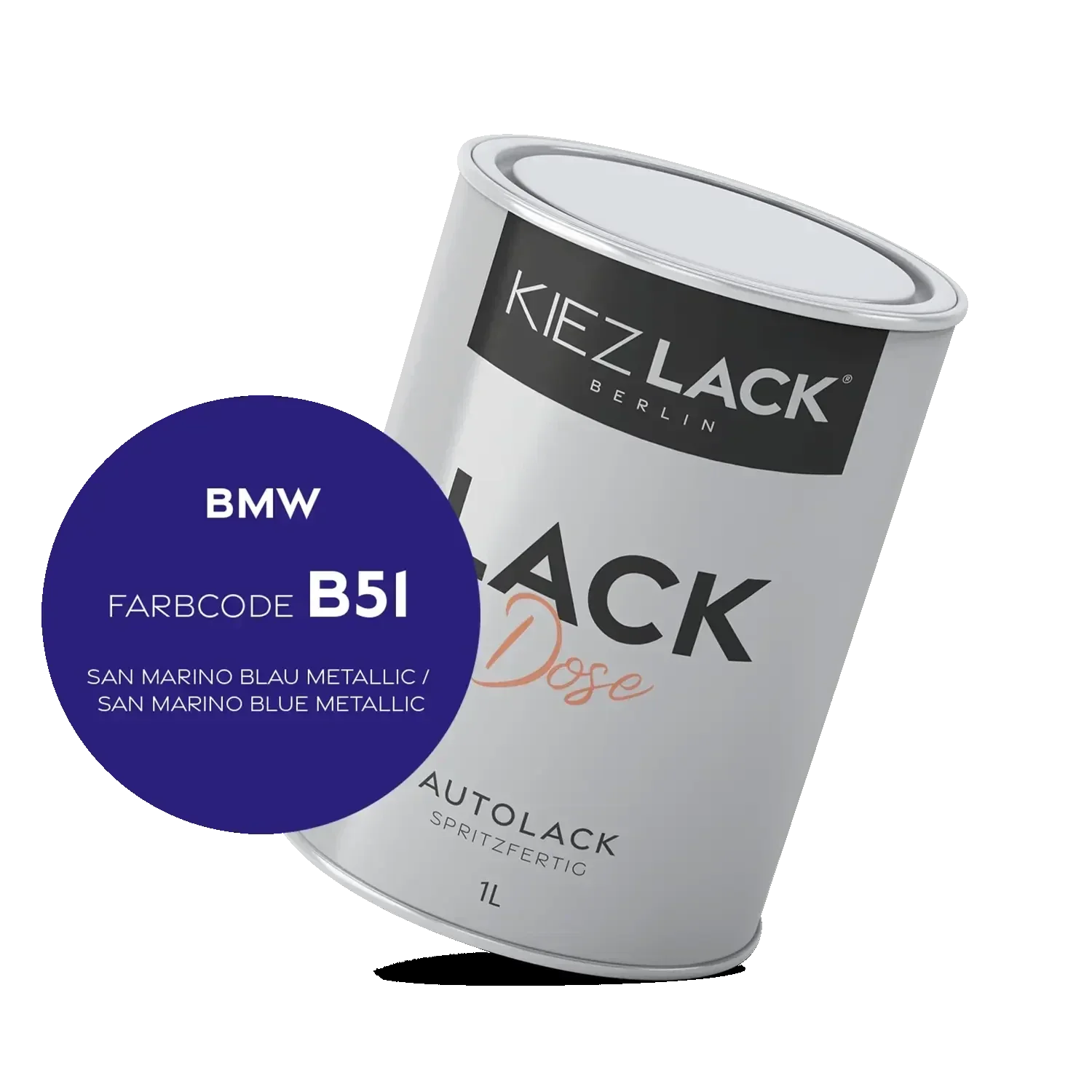 Kiezlack 1K Autolack Lackdose Basislack spritzfertig BMW B51 SAN MARINO BLAU Metallic