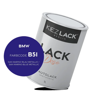 Kiezlack 1K Autolack Lackdose Basislack spritzfertig BMW B51 SAN MARINO BLAU Metallic