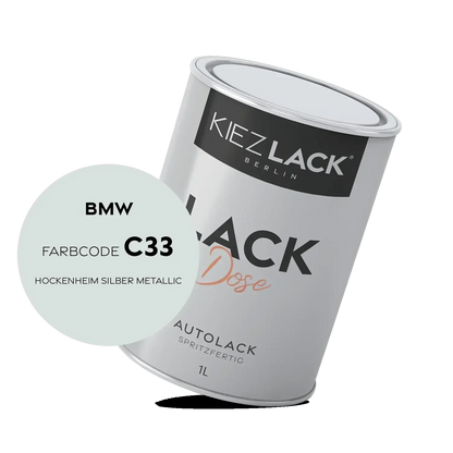 Kiezlack 1K Autolack Lackdose Basislack spritzfertig BMW C33 HOCKENHEIM SILBER Metallic