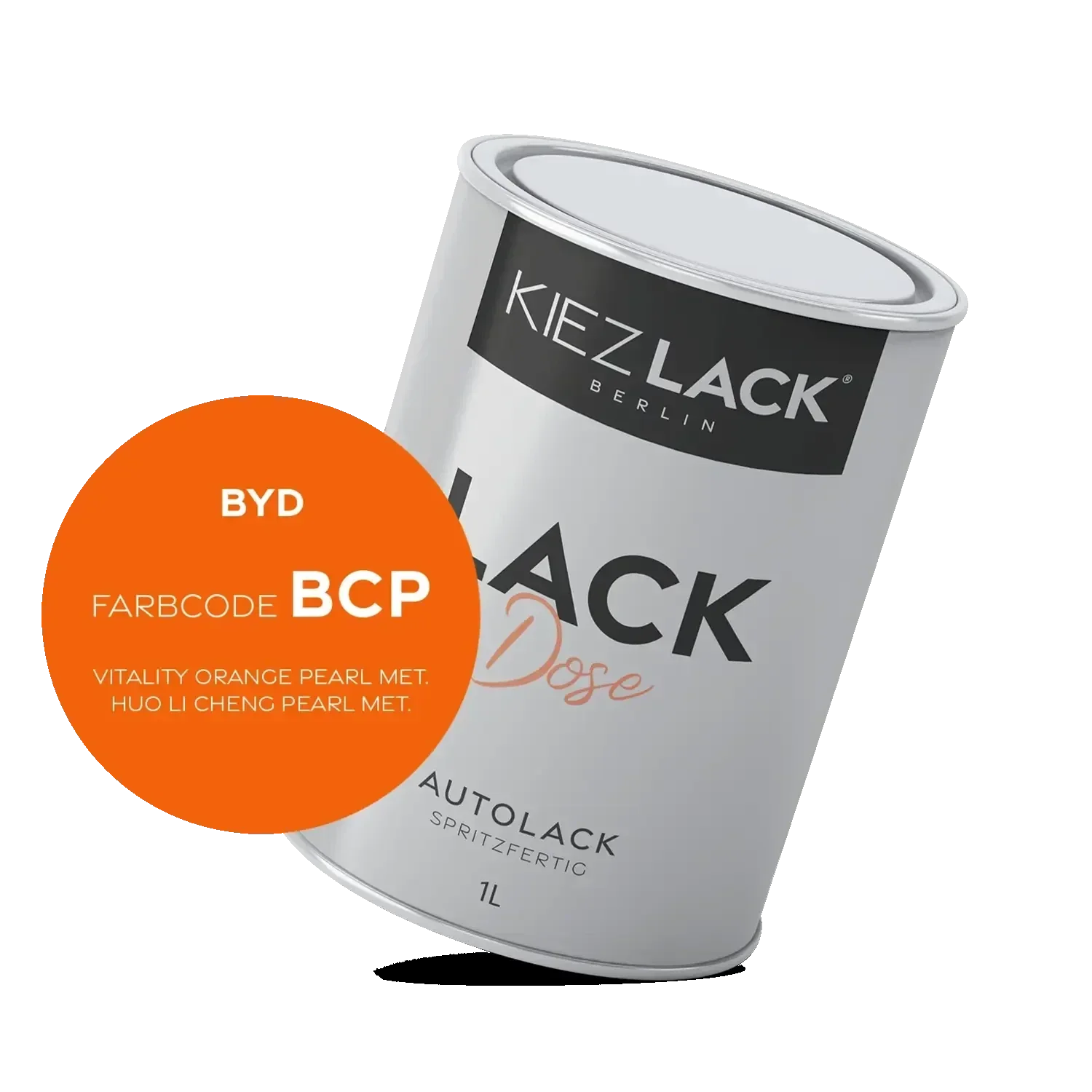 Kiezlack 1K Autolack Lackdose Basislack spritzfertig BYD BCP VITALITY ORANGE PEARL MET.