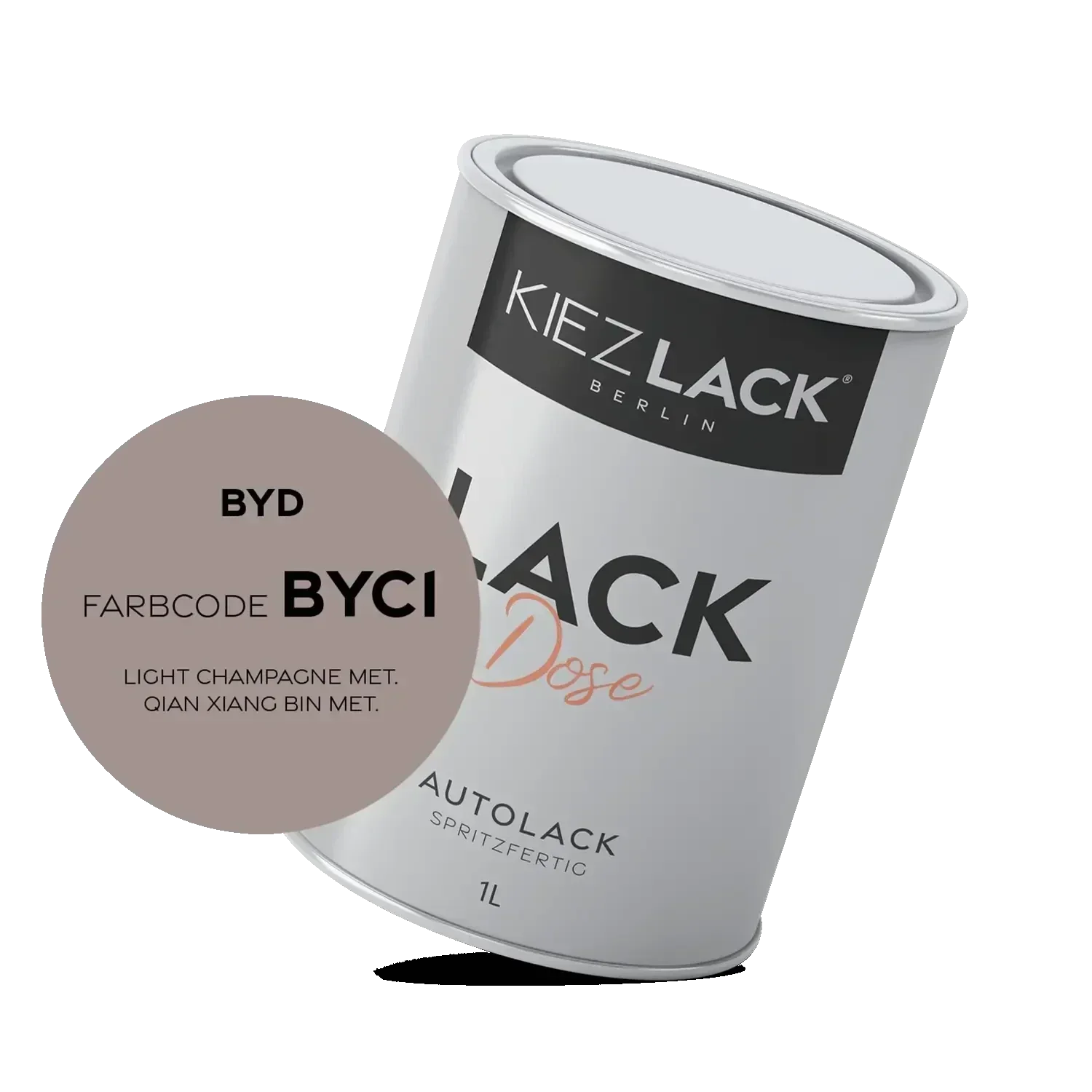 Kiezlack 1K Autolack Lackdose Basislack spritzfertig BYD BYC1 LIGHT CHAMPAGNE MET.