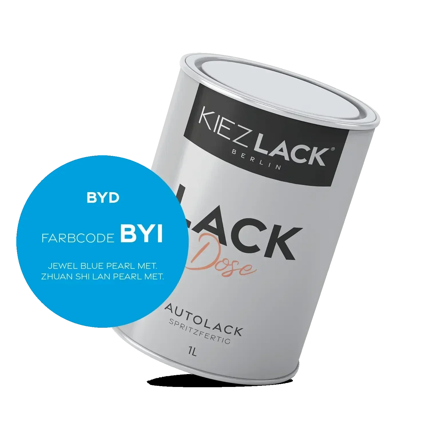 Kiezlack 1K Autolack Lackdose Basislack spritzfertig BYD BYI JEWEL BLUE PEARL MET.