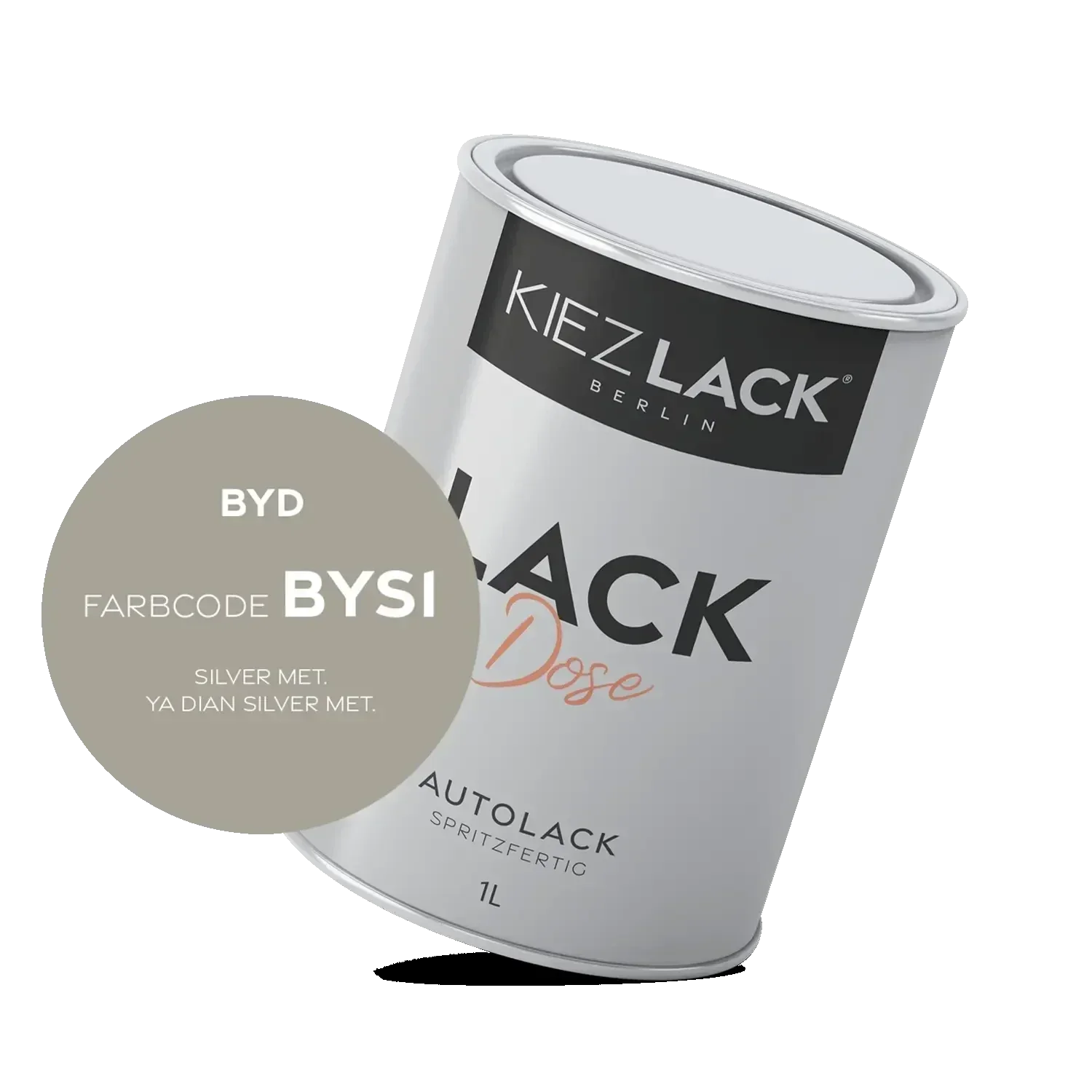 Kiezlack 1K Autolack Lackdose Basislack spritzfertig BYD BYS1 SILVER MET.