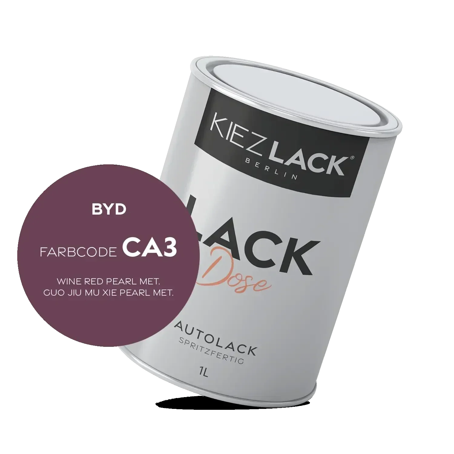 Kiezlack 1K Autolack Lackdose Basislack spritzfertig BYD CA3 WINE RED PEARL MET.
