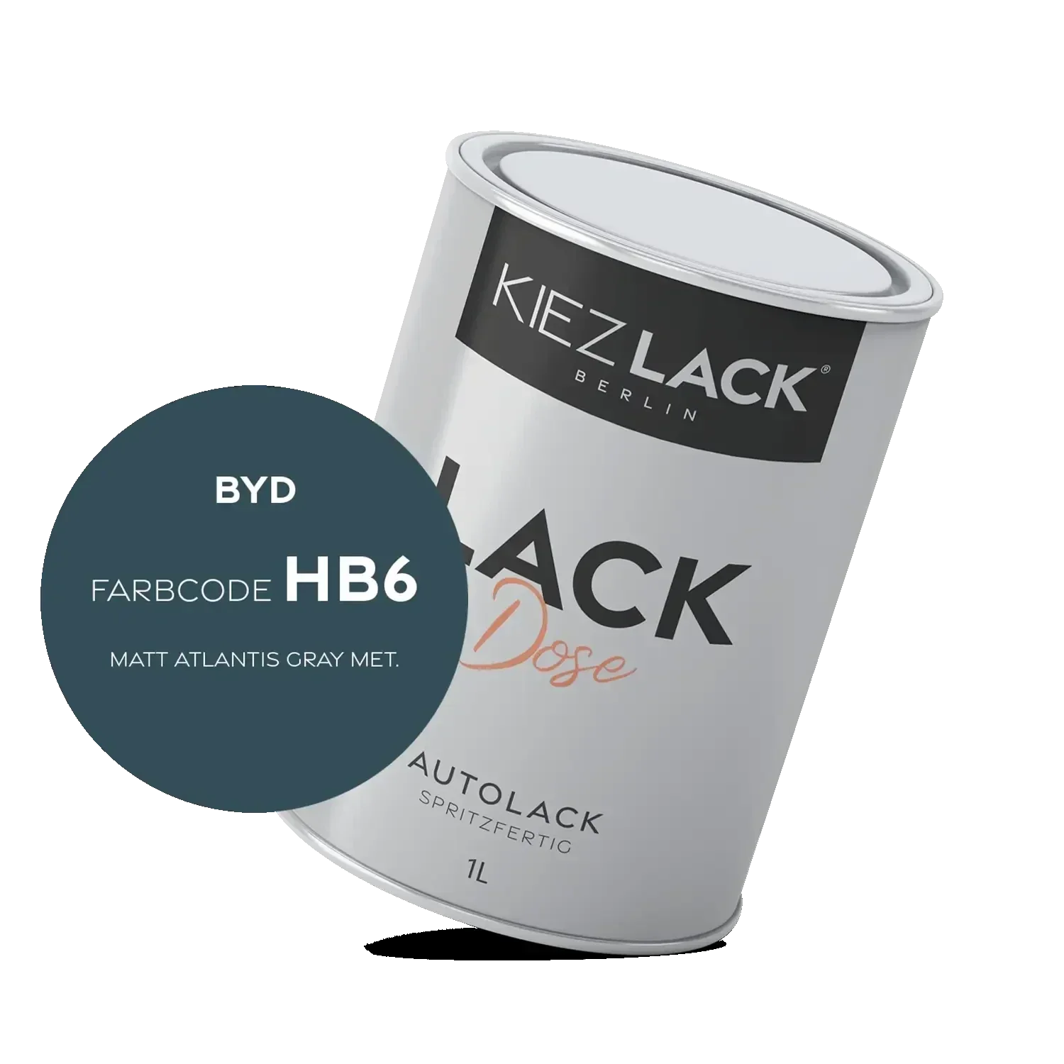 Kiezlack 1K Autolack Lackdose Basislack spritzfertig BYD HB6 MATT ATLANTIS GRAY MET.