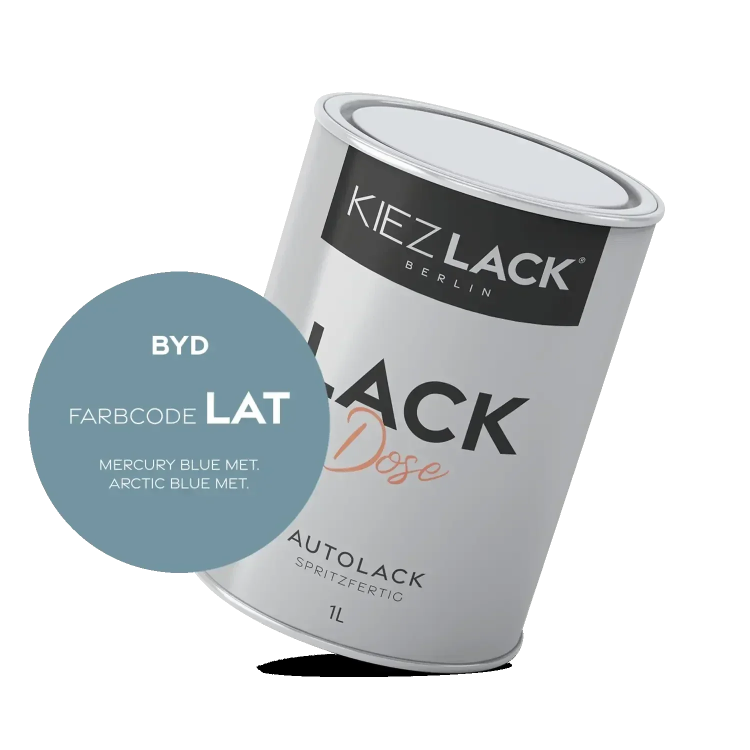 Kiezlack 1K Autolack Lackdose Basislack spritzfertig BYD LAT MERCURY BLUE MET.