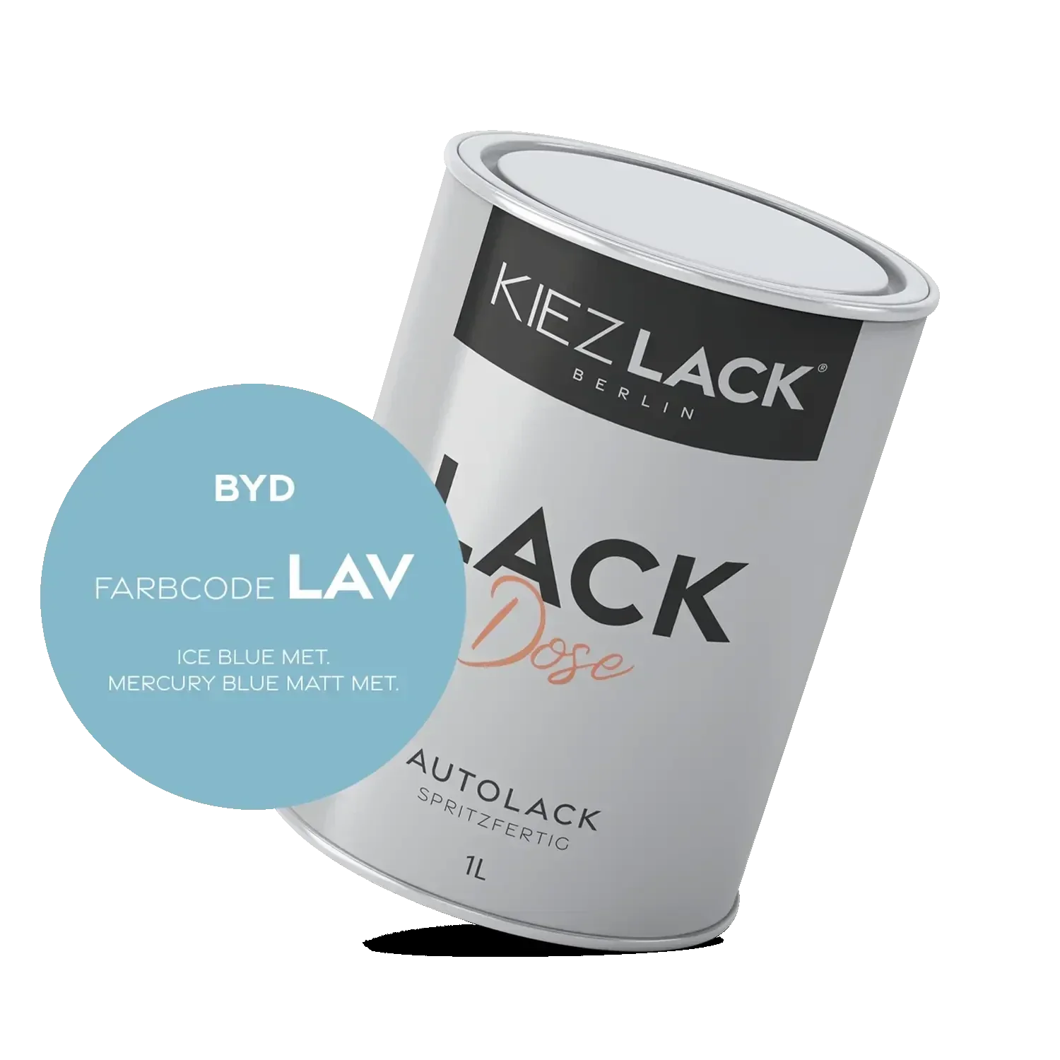 Kiezlack 1K Autolack Lackdose Basislack spritzfertig BYD LAV ICE BLUE MET.