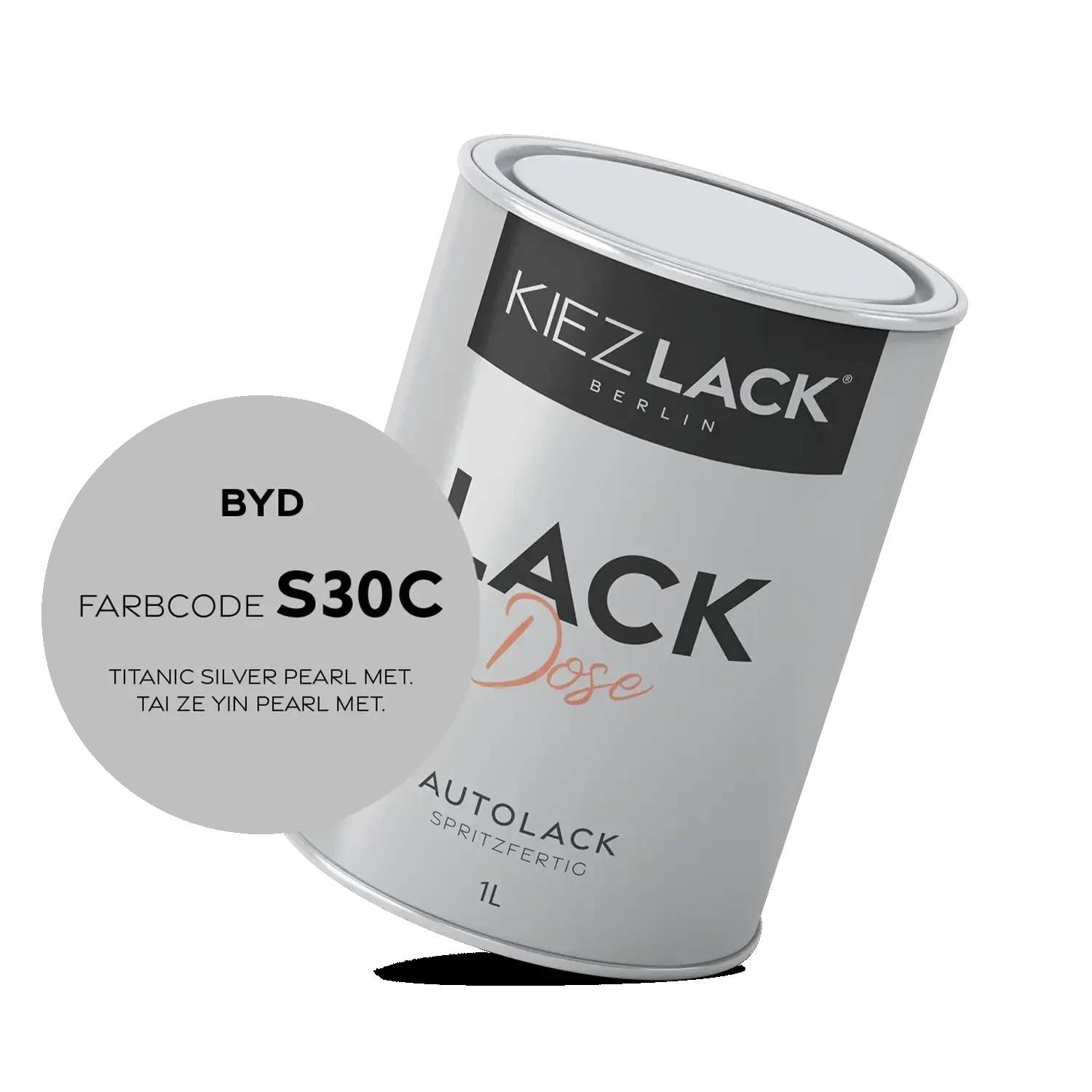 Kiezlack 1K Autolack Lackdose Basislack spritzfertig BYD S30C TITANIC SILVER PEARL MET.