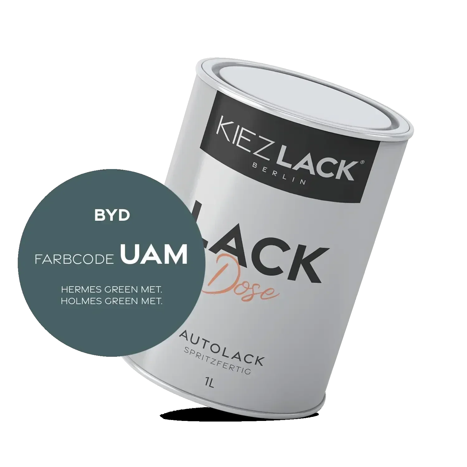 Kiezlack 1K Autolack Lackdose Basislack spritzfertig BYD UAM HERMES GREEN MET.