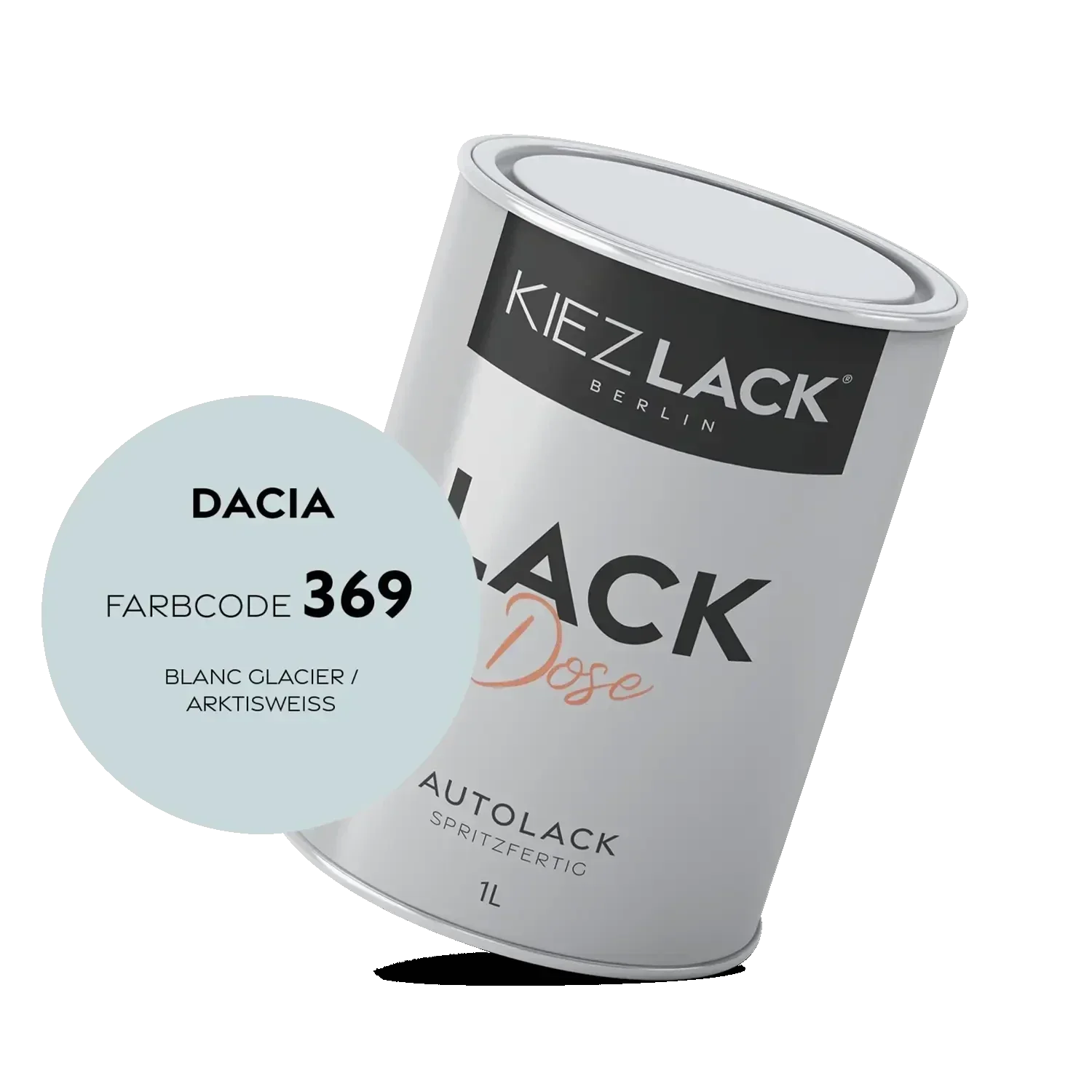 Kiezlack 1K Autolack Lackdose Basislack spritzfertig DACIA 369 BLANC GLACIER