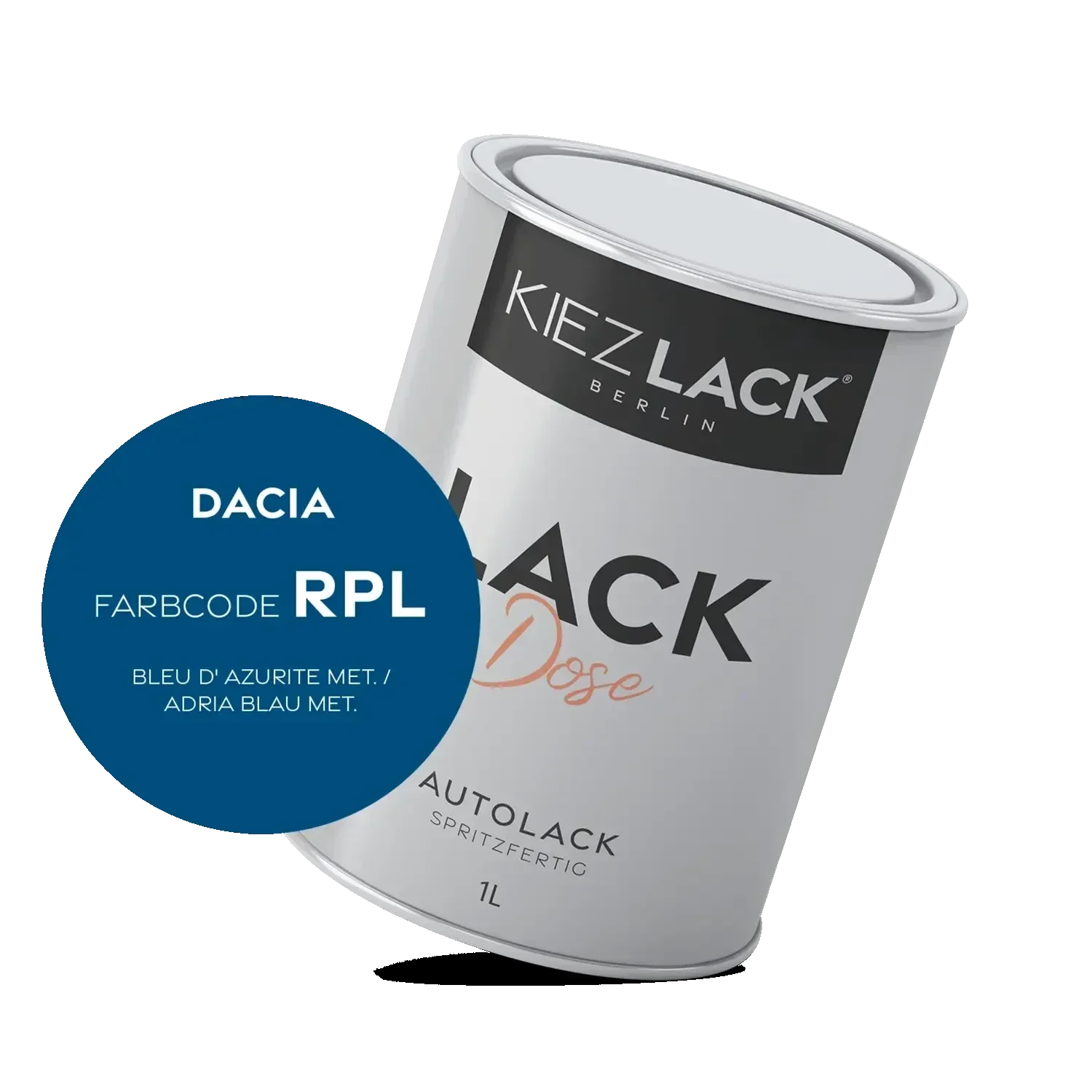 Kiezlack 1K Autolack Lackdose Basislack spritzfertig DACIA RPL BLEU D' AZURITE MET.