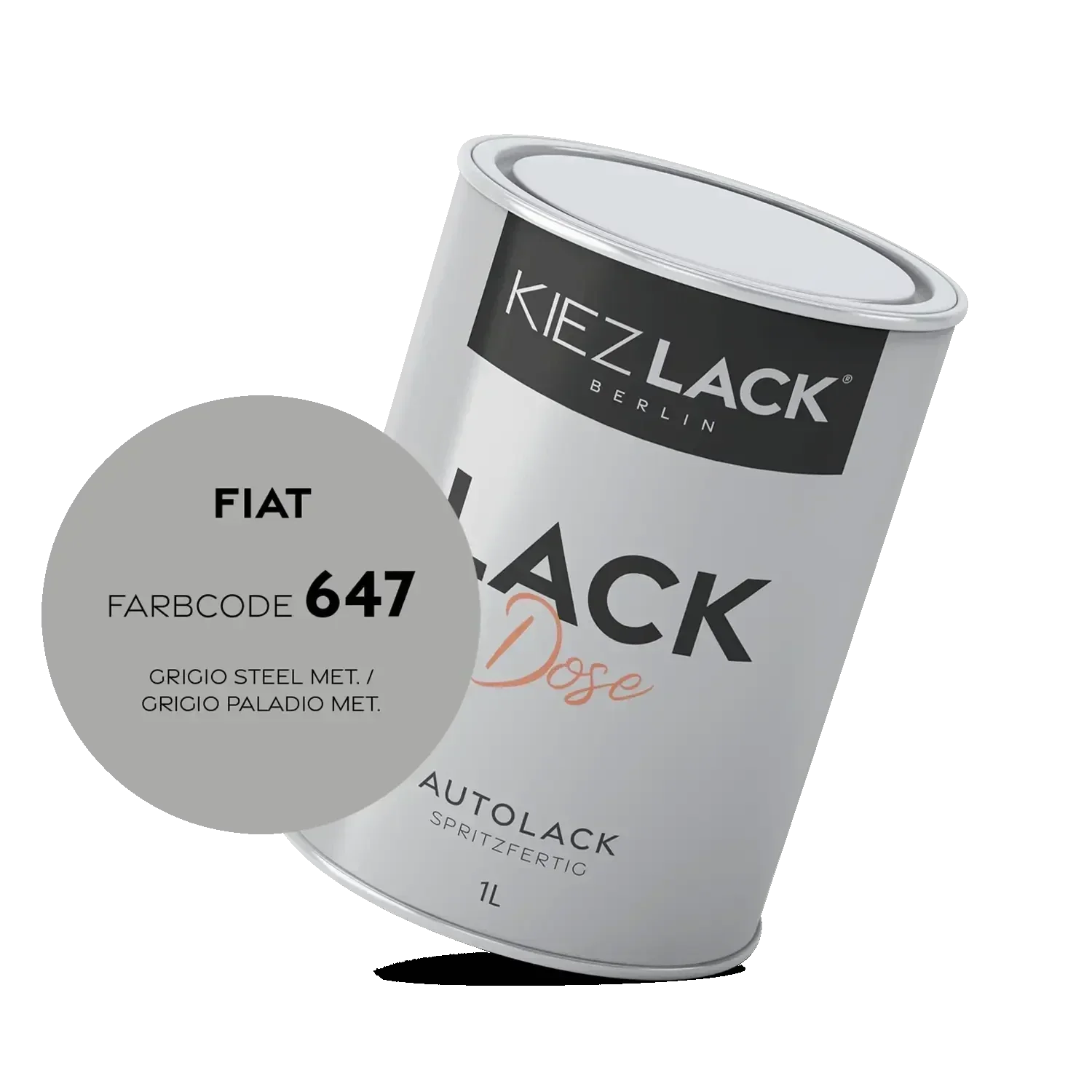 Kiezlack 1K Autolack Lackdose Basislack spritzfertig FIAT 647 GRIGIO STEEL MET.