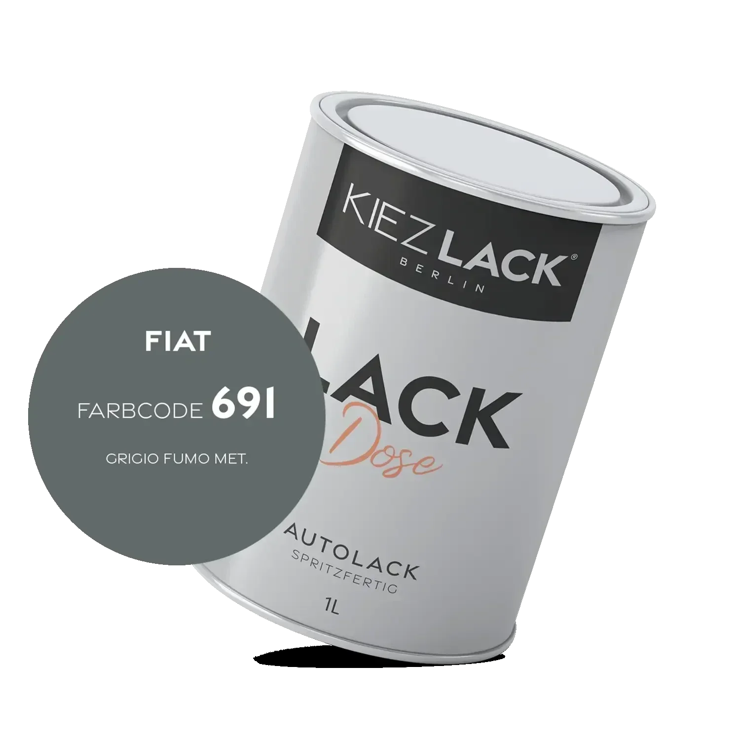 Kiezlack 1K Autolack Lackdose Basislack spritzfertig FIAT 691 GRIGIO FUMO MET.