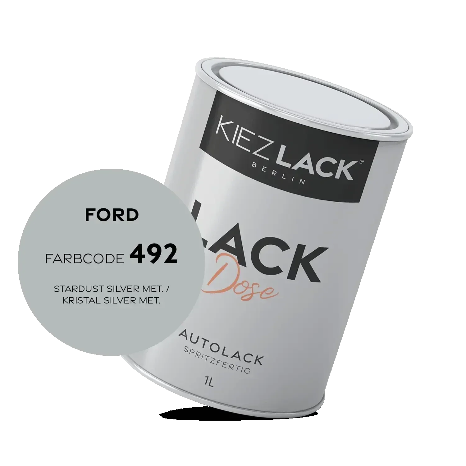 Kiezlack 1K Autolack Lackdose Basislack spritzfertig FORD 492 STARDUST SILVER MET.