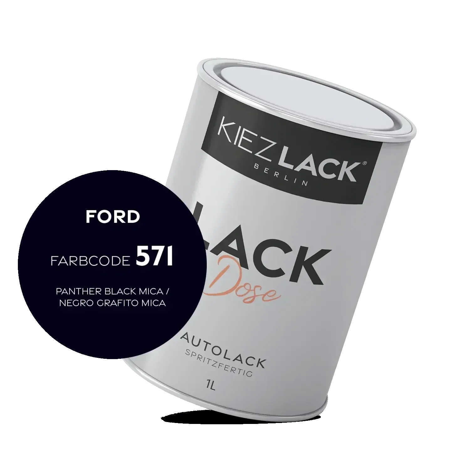 Kiezlack 1K Autolack Lackdose Basislack spritzfertig FORD 571 PANTHER BLACK MICA