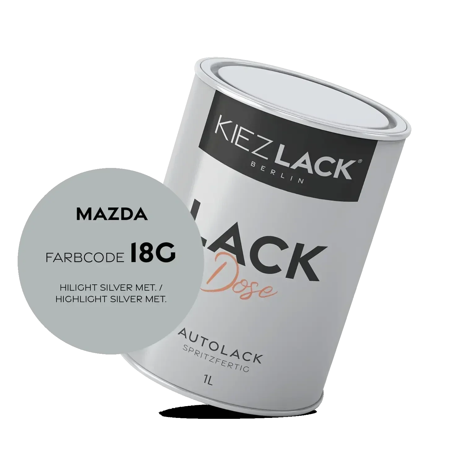Kiezlack 1K Autolack Lackdose Basislack spritzfertig MAZDA 18G HILIGHT SILVER MET.