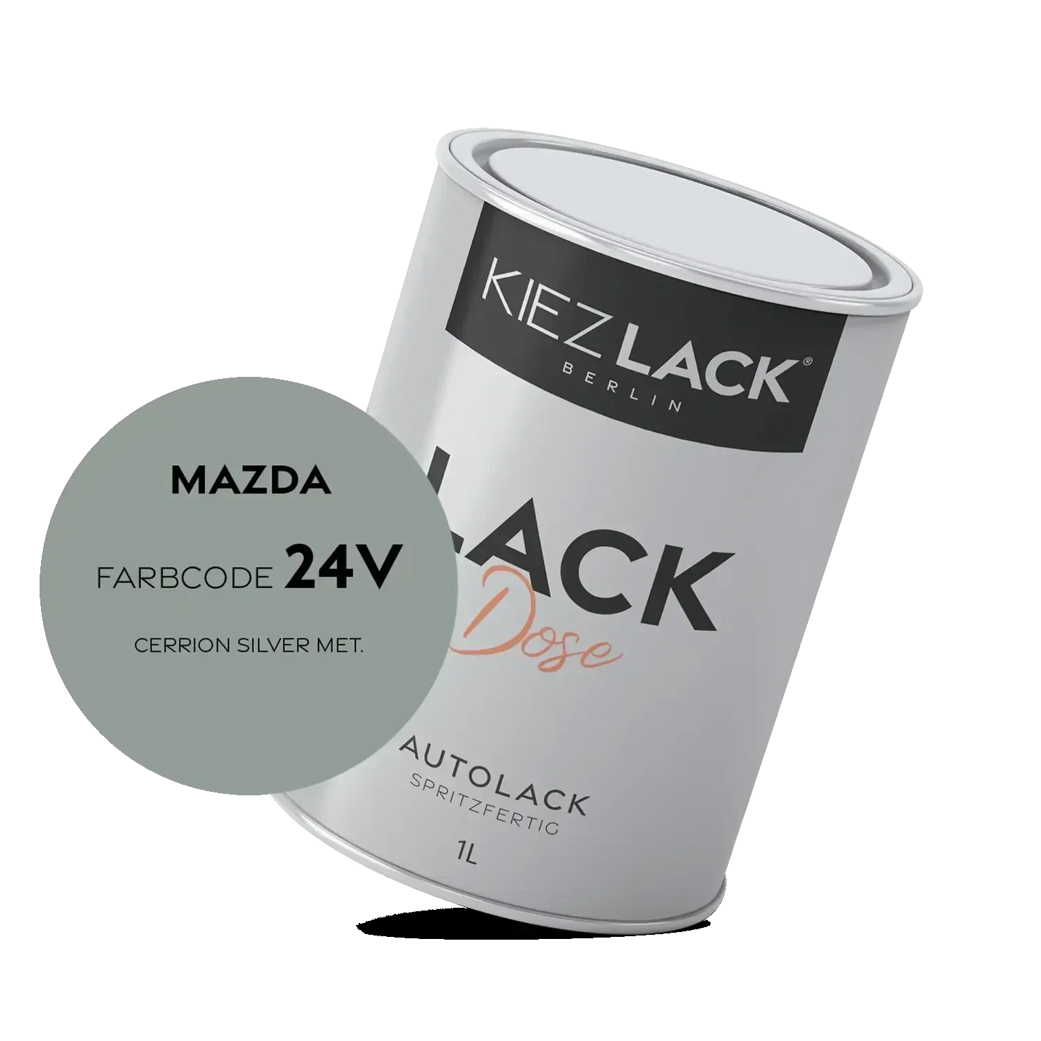 Kiezlack 1K Autolack Lackdose Basislack spritzfertig MAZDA 24V CERRION SILVER MET.