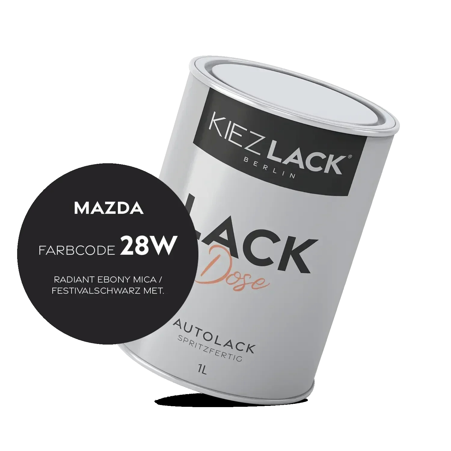 Kiezlack 1K Autolack Lackdose Basislack spritzfertig MAZDA 28W RADIANT EBONY MICA