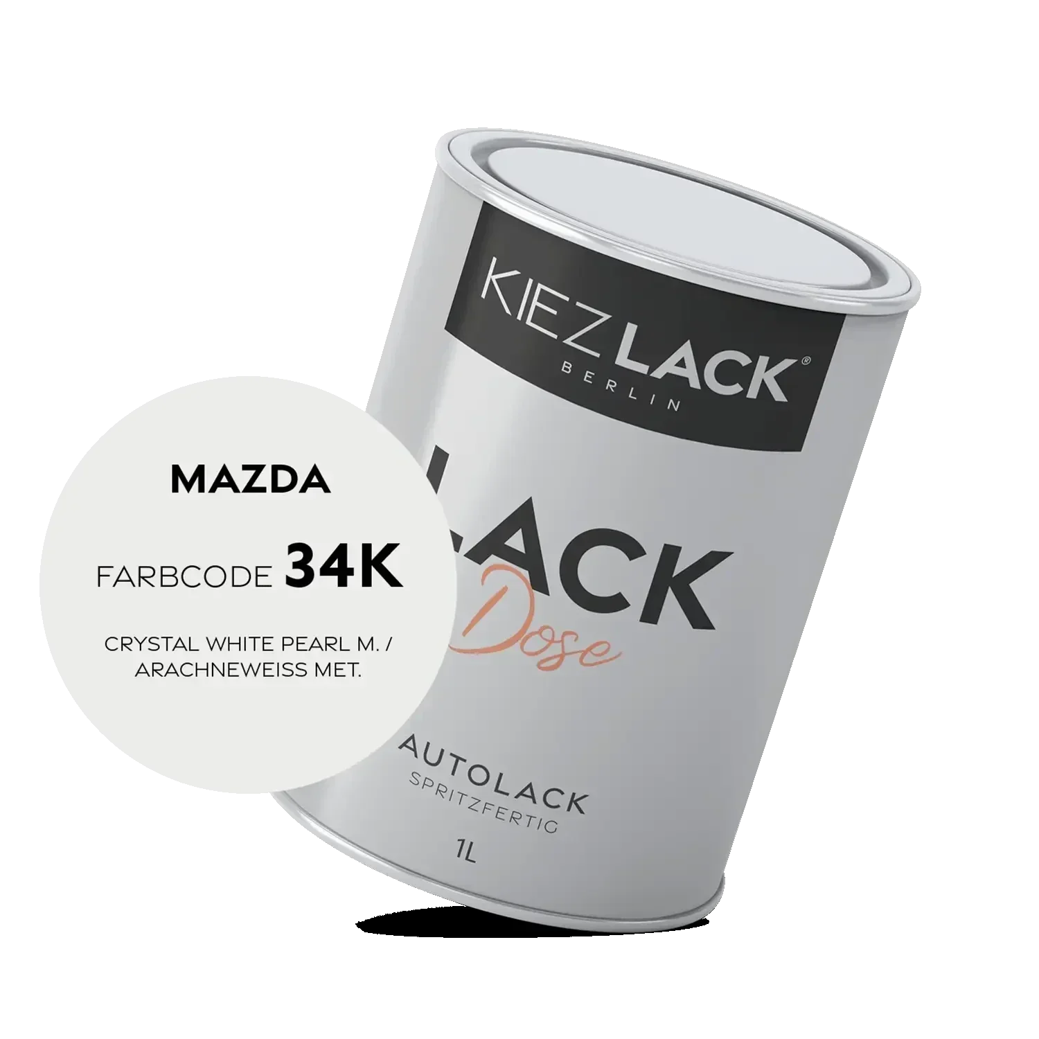 Kiezlack 1K Autolack Lackdose Basislack spritzfertig MAZDA 34K CRYSTAL WHITE PEARL M.