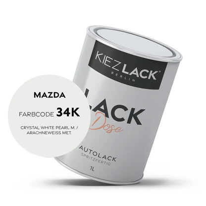 1K Autolack Lackdose Basislack spritzfertig MAZDA 34K CRYSTAL WHITE PEARL M.