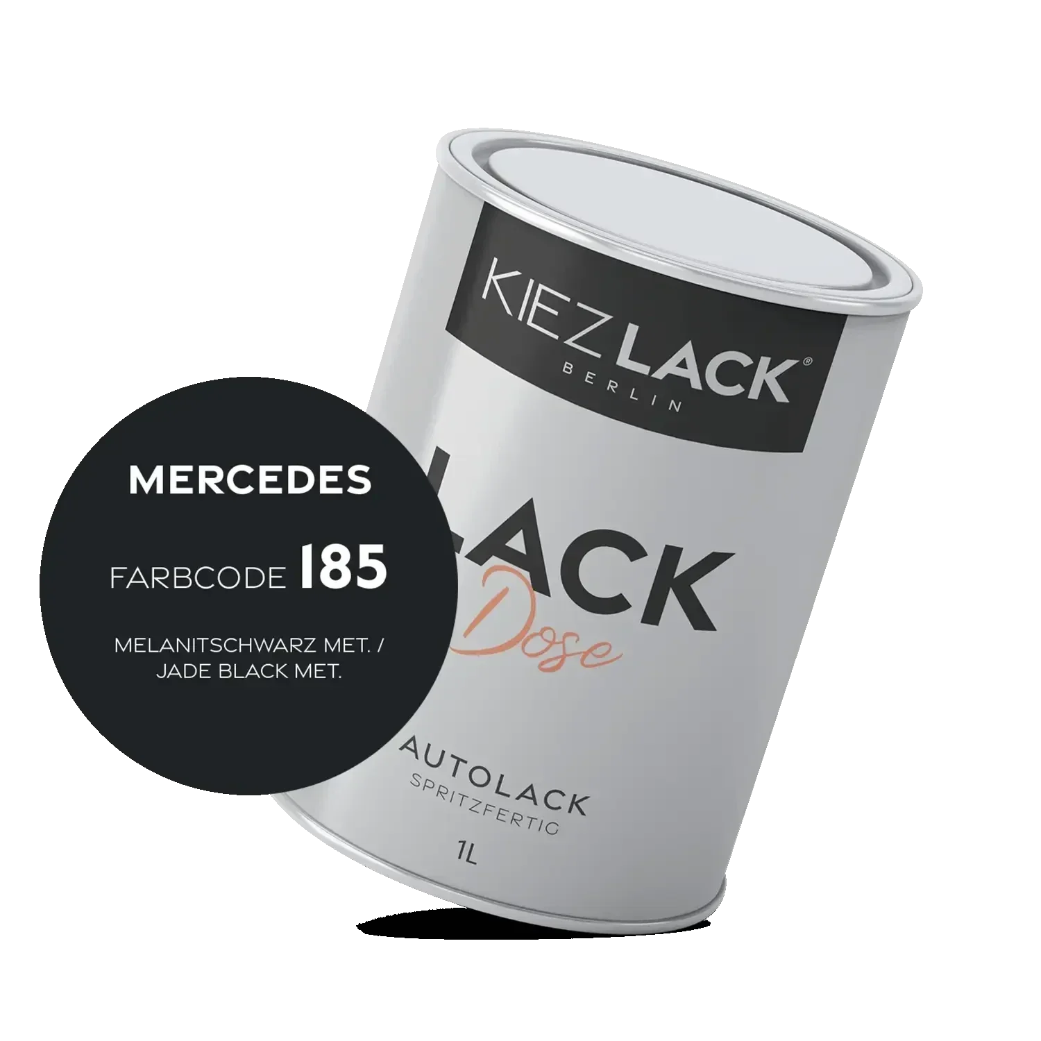 Kiezlack 1K Autolack Lackdose Basislack spritzfertig MERCEDES 185 MELANITSCHWARZ MET.